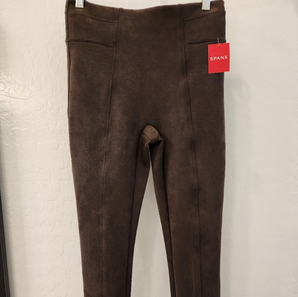 Spanx Suede Leggings, Small, Brown